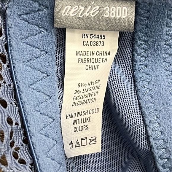 Aerie Lace Wireless Sans Armature Blue Gray Racer Back Bra Feminine Size 38DD - Picture 8 of 10